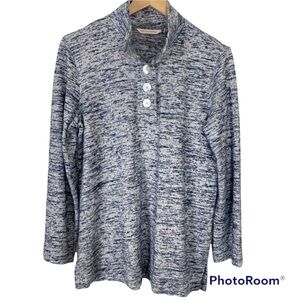 SOFT SURROUNDINGS Super soft Blue Space Dyed Pullover Jacket Tunic Top Small